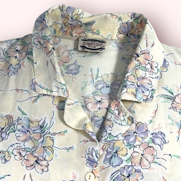 Vintage Button Down Casual Floral Blouse by Separate Issue XL - Picture 4 of 7